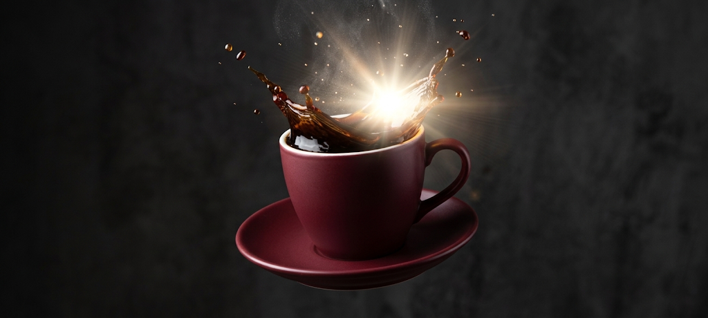 A splash of freshly brewed coffee